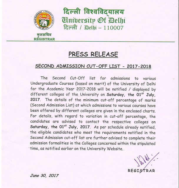 DU Releases 2nd CutOff List With Marginal Dip For Popular Courses